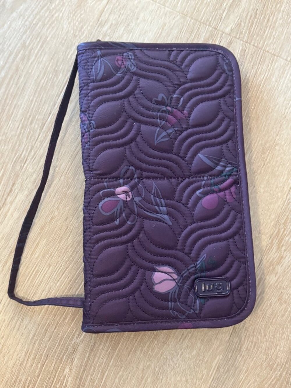 Lug Sleeper XL Makeup Brush Cosmetic Travel Case Purple Floral Mirror Organizer